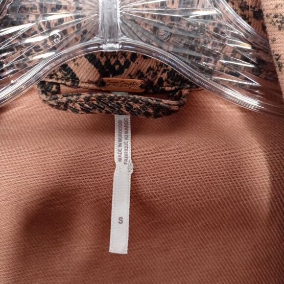 Free People Snake Trucker Jacket in Brown Size Small - Picture 3 of 8